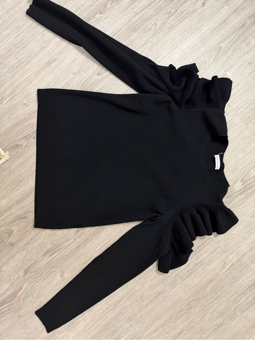 Club Monaco Black Ruffle-Shoulder Sweater
